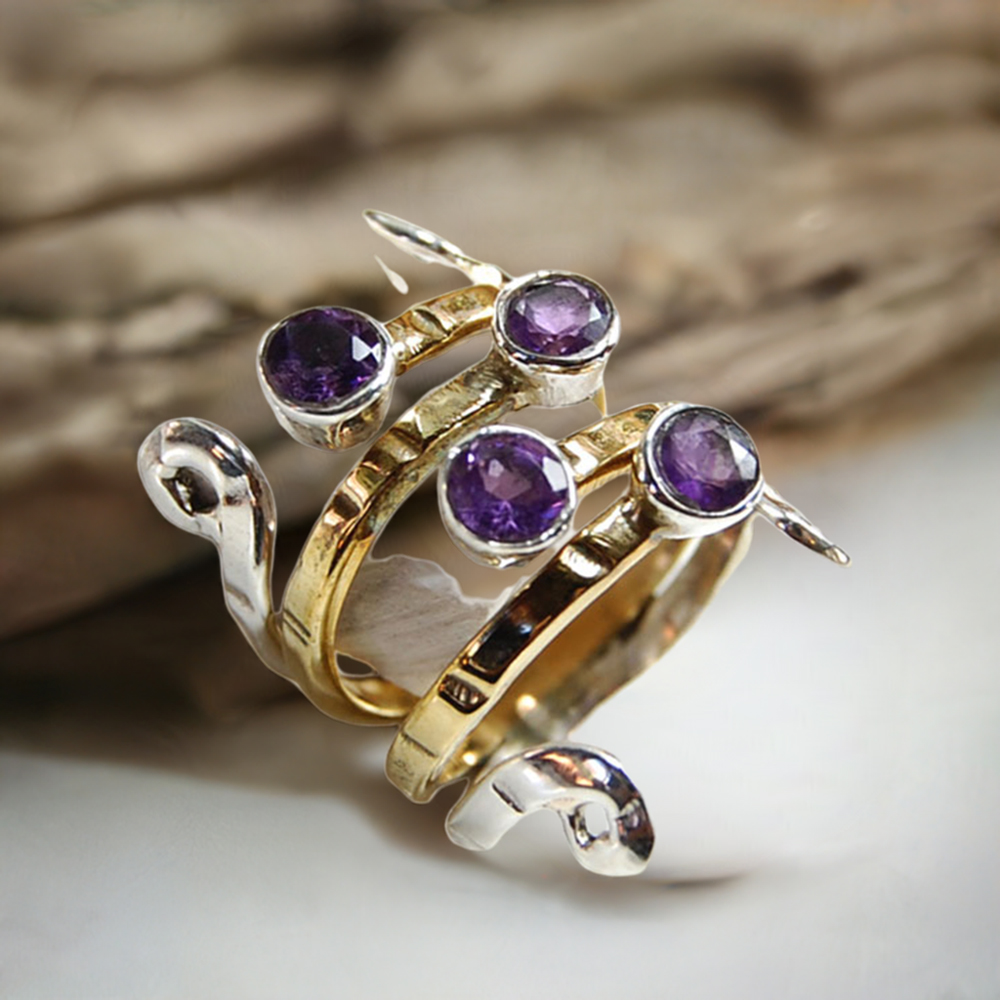 Semi Precious Amethyst Gemstone Rings In 925 Sterling Silver Jewelry 925SR3702