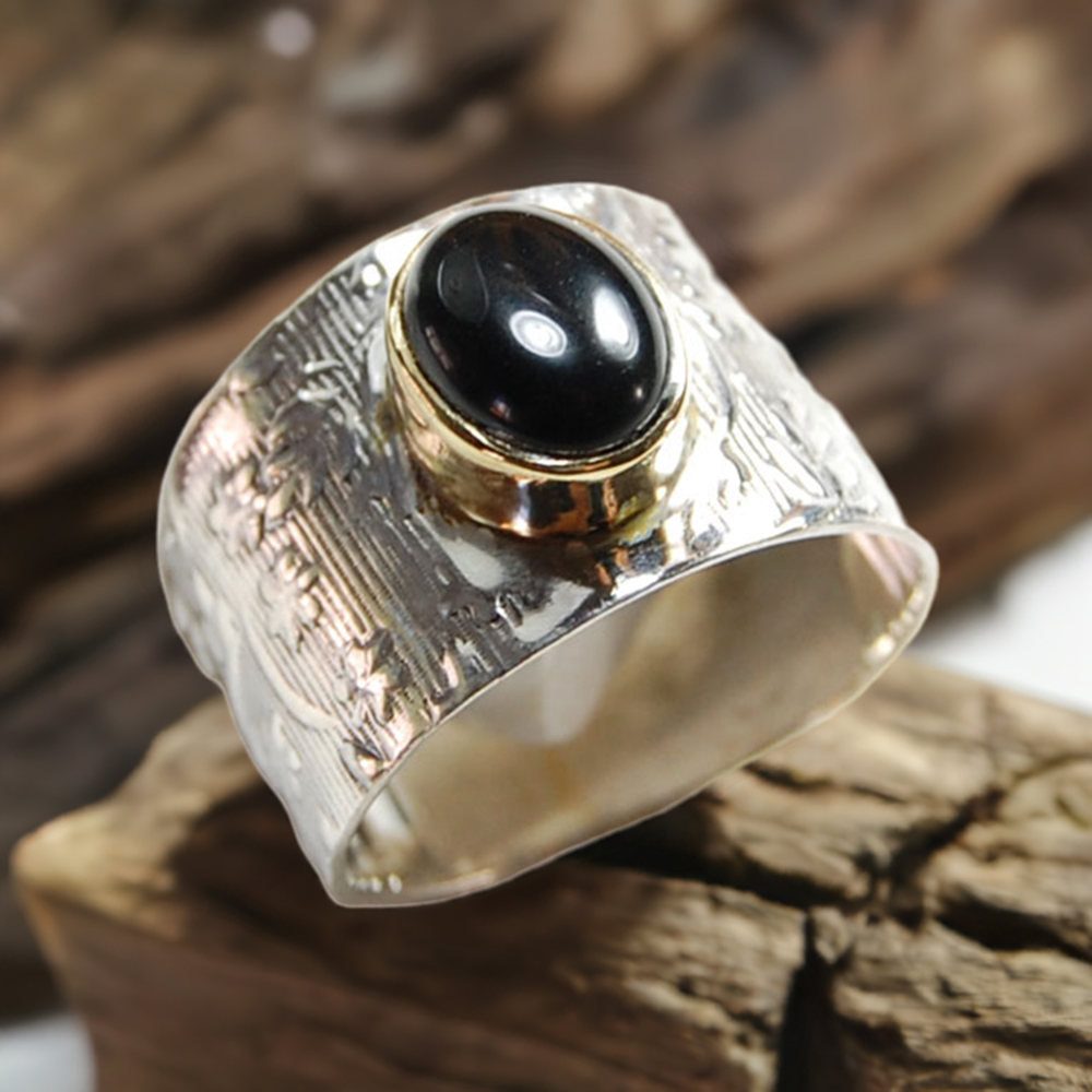 Genuine Black Onyx Gemstone Rings In 925 Sterling Silver Jewelry 925SR3706