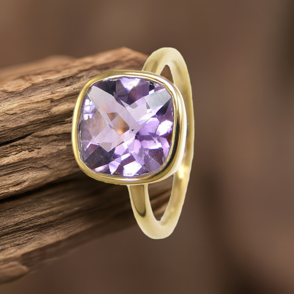February Birthstone Amethyst Sterling Silver Rings 925SR3797