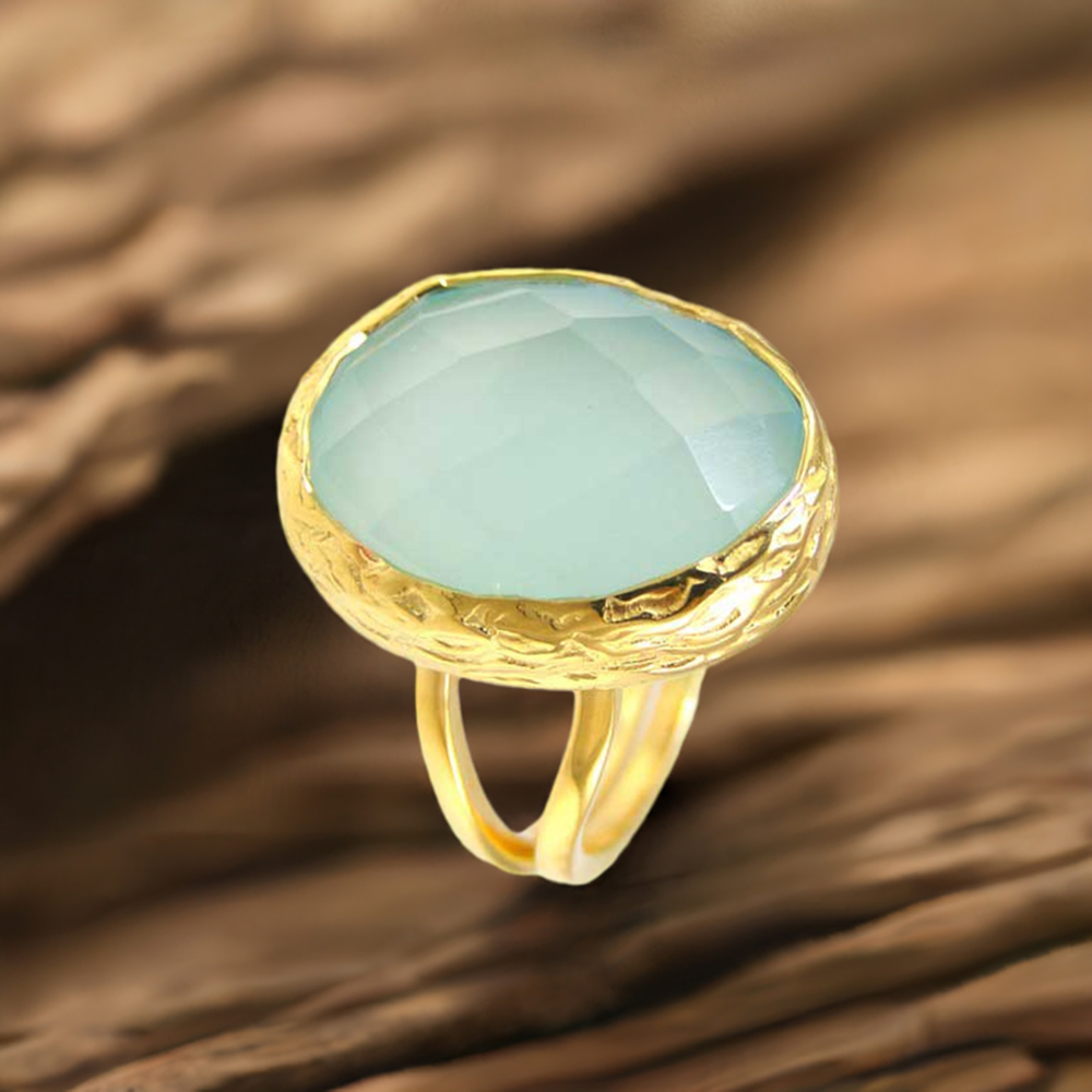 925 Sterling Silver Handmade Rings In Chalcedony Gemstone Jewelry 925SR3802