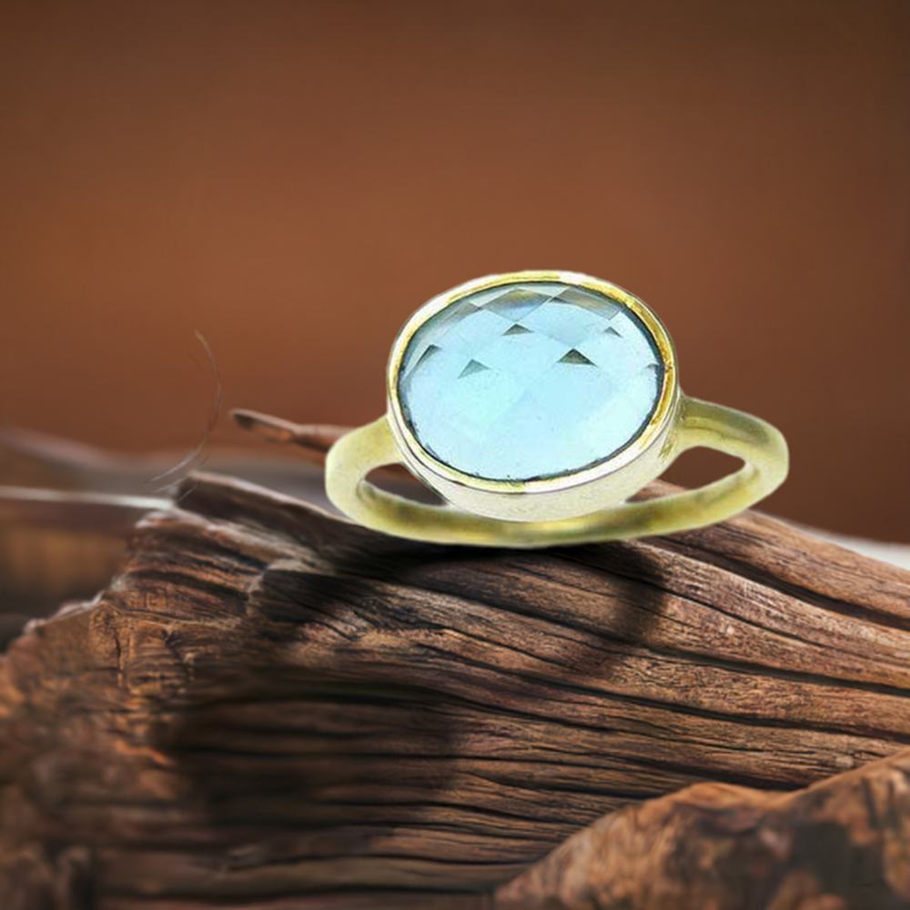 925 Sterling Silver Handmade Rings In Blue Topaz Gemstone Jewelry 925SR3815