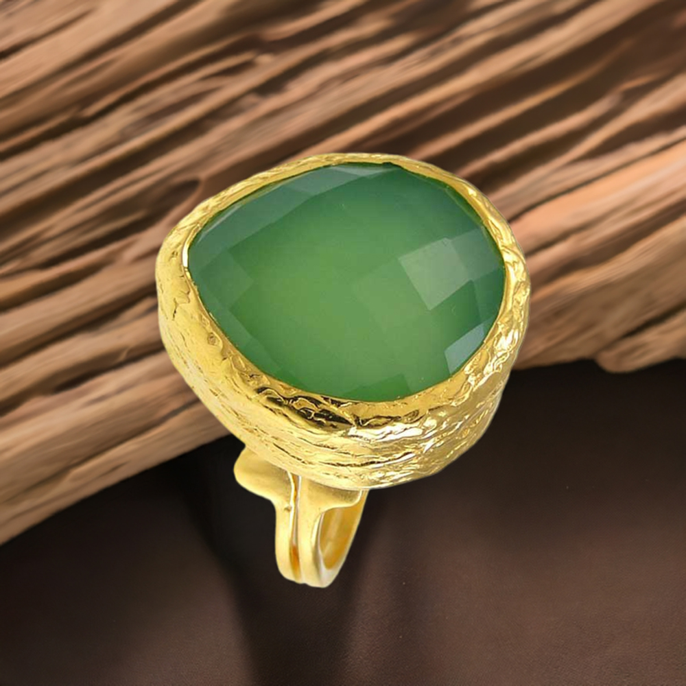 Genuine Green Onyx Gemstone Rings In Fine 925 Sterling Silver 925SR3837