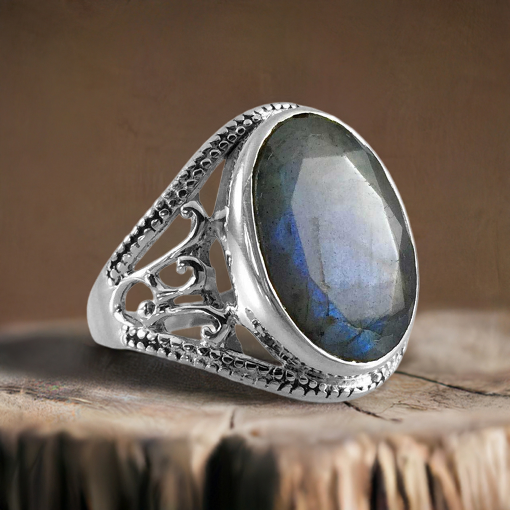 925 Sterling Silver Rings In Semi Precious Labradorite Gemstone 925SR3839