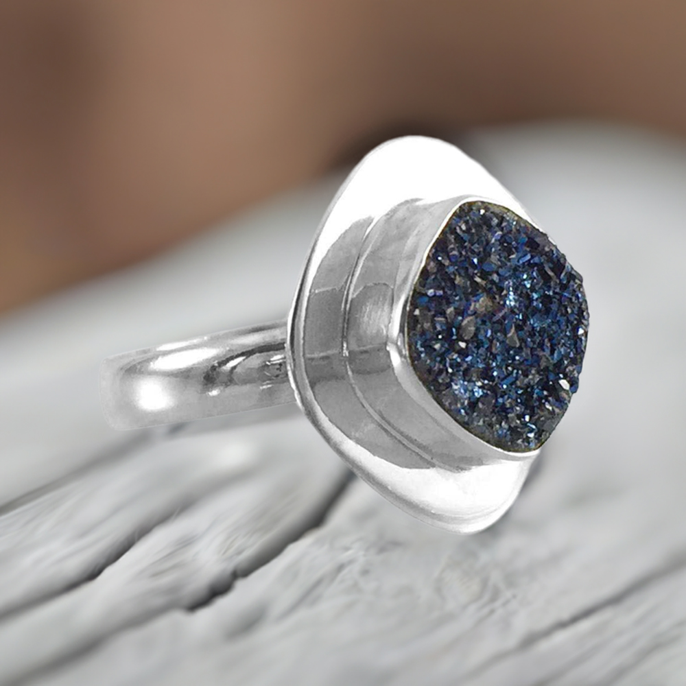 925 Sterling Silver Rings In Genuine Druze Gemstone 925SR3843