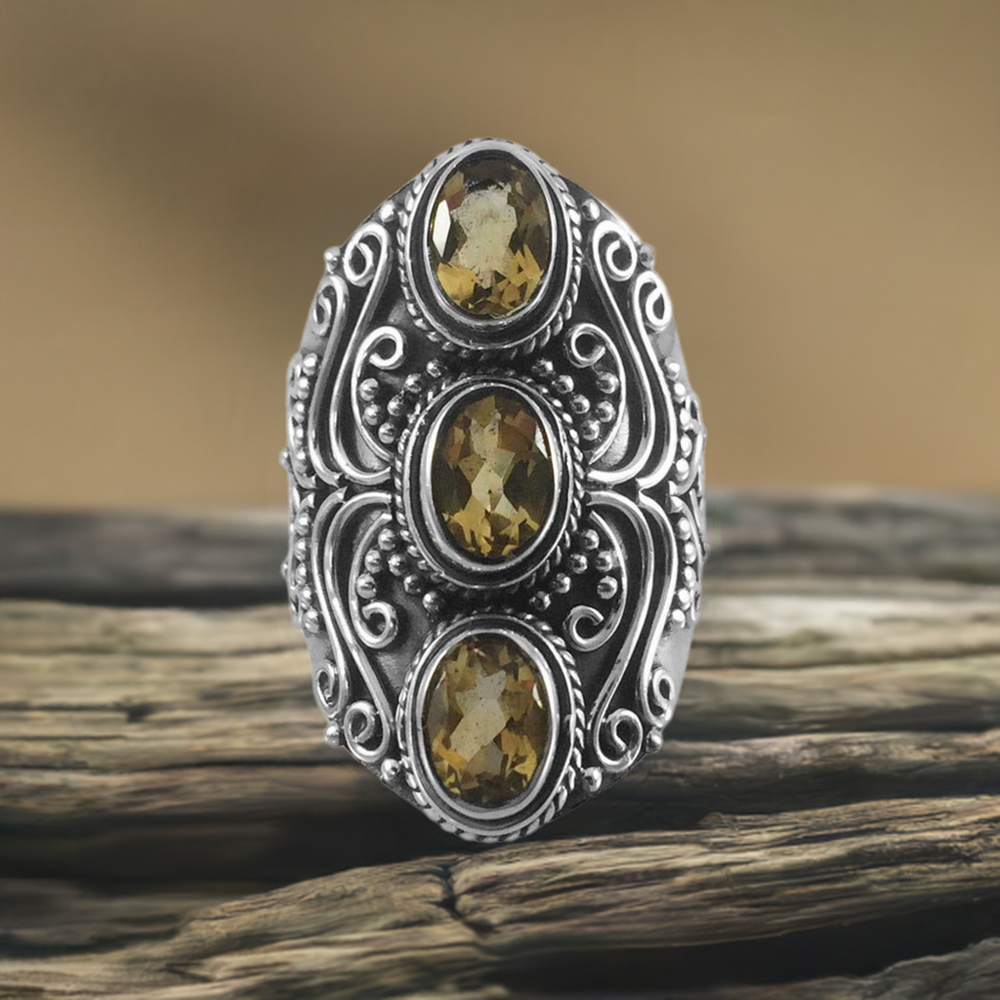 925 Sterling Silver Rings In Genuine Citrine Gemstone 925SR3849
