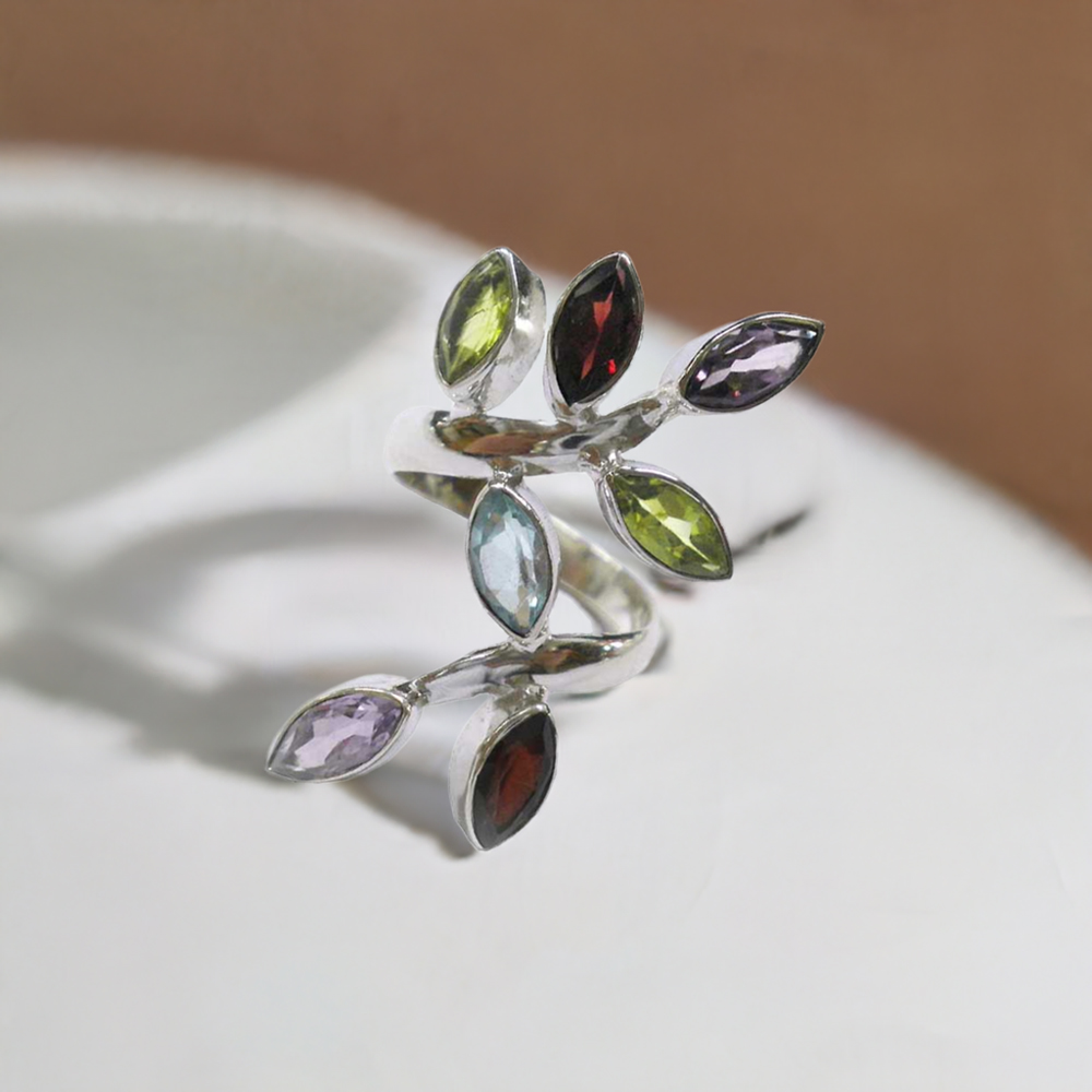925 Sterling Silver Rings In Semi Precious Multi Gemstone 925SR3851