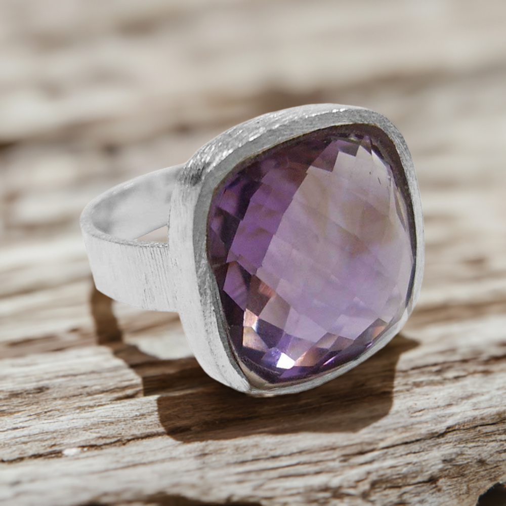 Amethyst Gemstone Sterling Silver Anniversary Rings 925SR3854