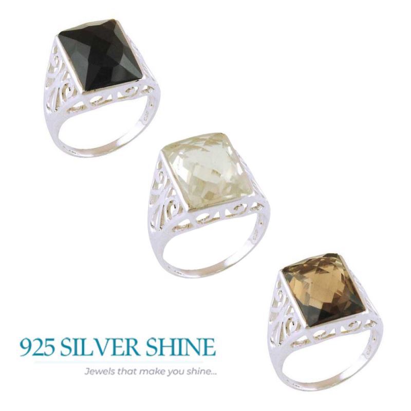925 Sterling Silver Rings In Natural Smoky Quartz Gemstone 925SR3856_2