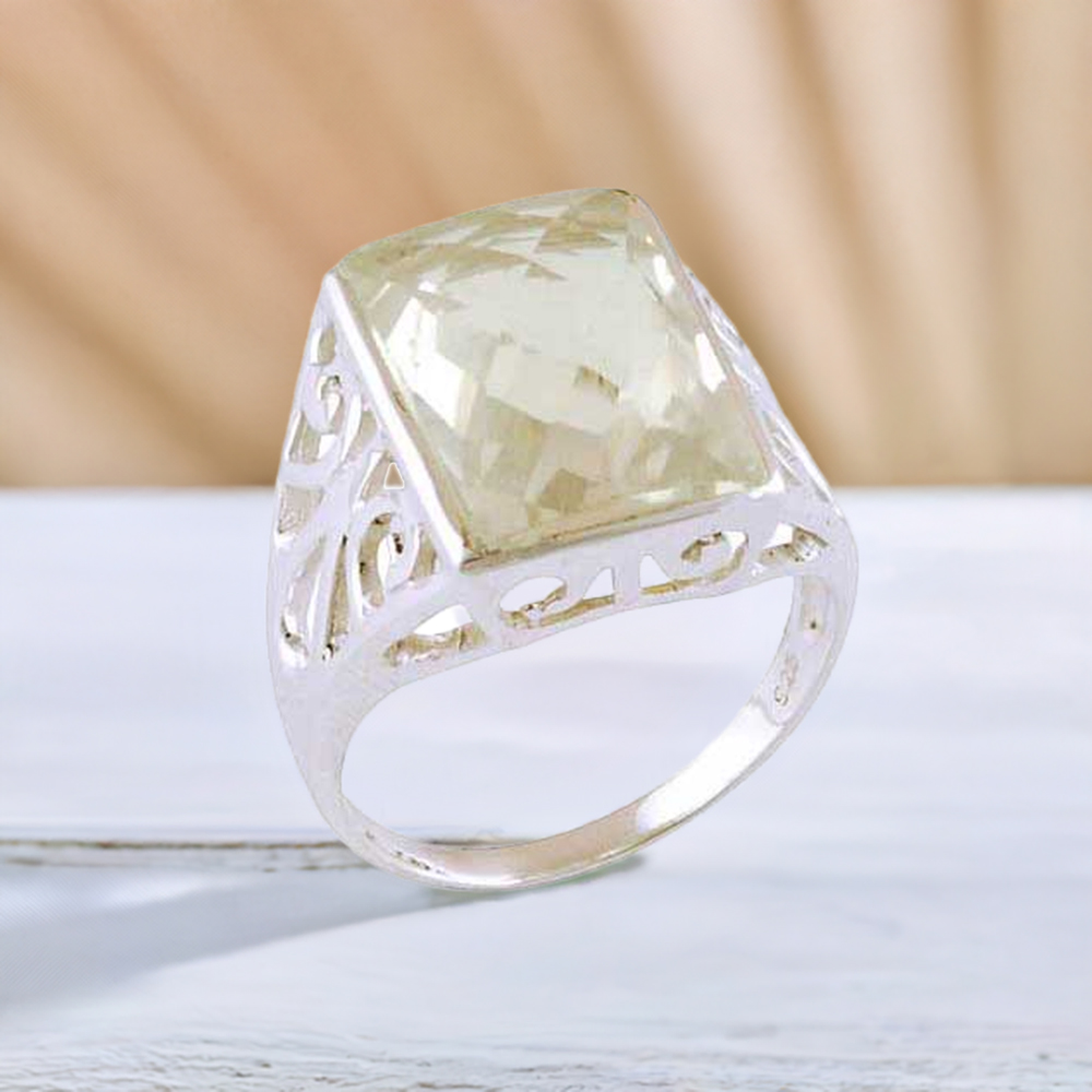 925 Sterling Silver Rings In Semi Precious Lemon Topaz Gemstone 925SR3857