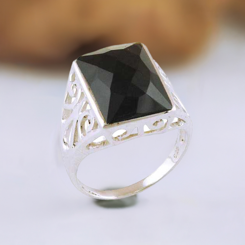 925 Sterling Silver Rings In Genuine Black Onyx Gemstone 925SR3858