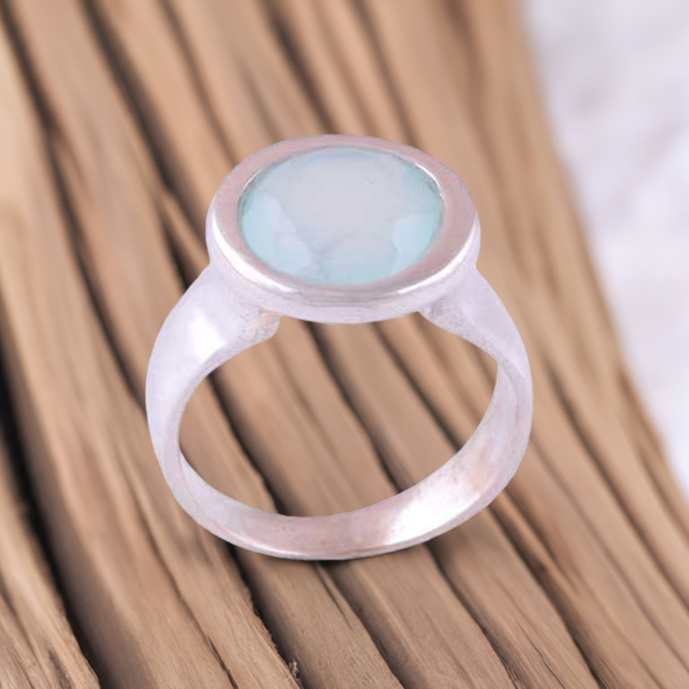Solid 925 Silver Rings In Semi Precious Chalcedony Gemstone 925SR3860