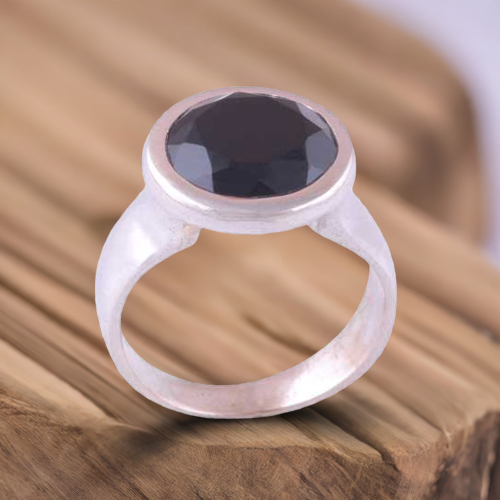 Semi Precious Black Onyx Gemstone Rings In 925 Sterling Silver 925SR3866
