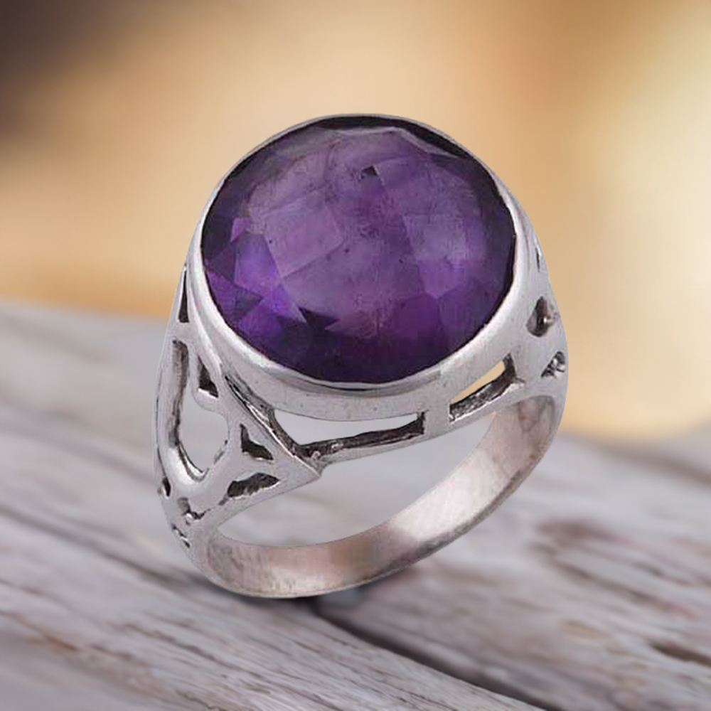Amethyst Sterling Silver Women's Silver Rings 925SR3871