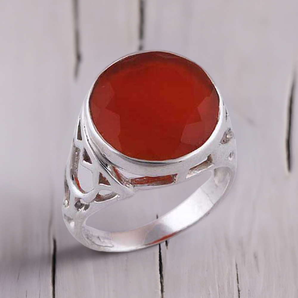 Genuine Red Onyx Gemstone Rings In Fine 925 Sterling Silver 925SR3873