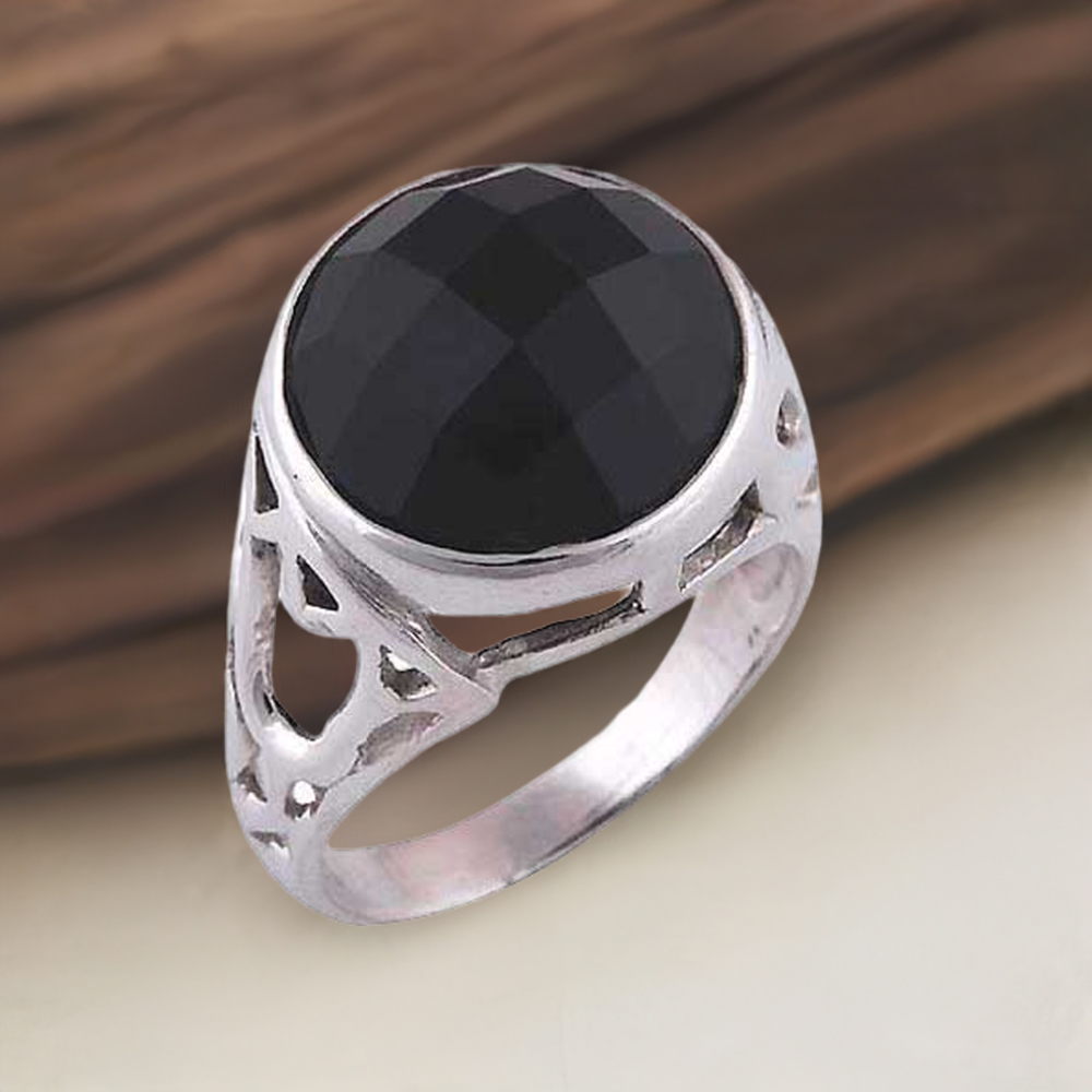 925 Sterling Silver Rings In Semi Precious Black Onyx Gemstone 925SR3875
