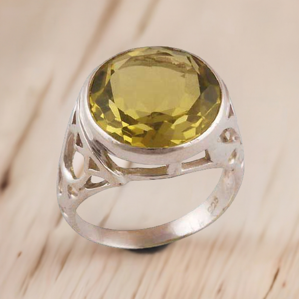 925 Sterling Silver Rings In Natural Lemon Topaz Gemstone 925SR3877