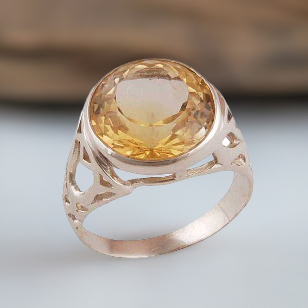 Natural Citrine Birthstone Sterling Silver Rings 925SR3878