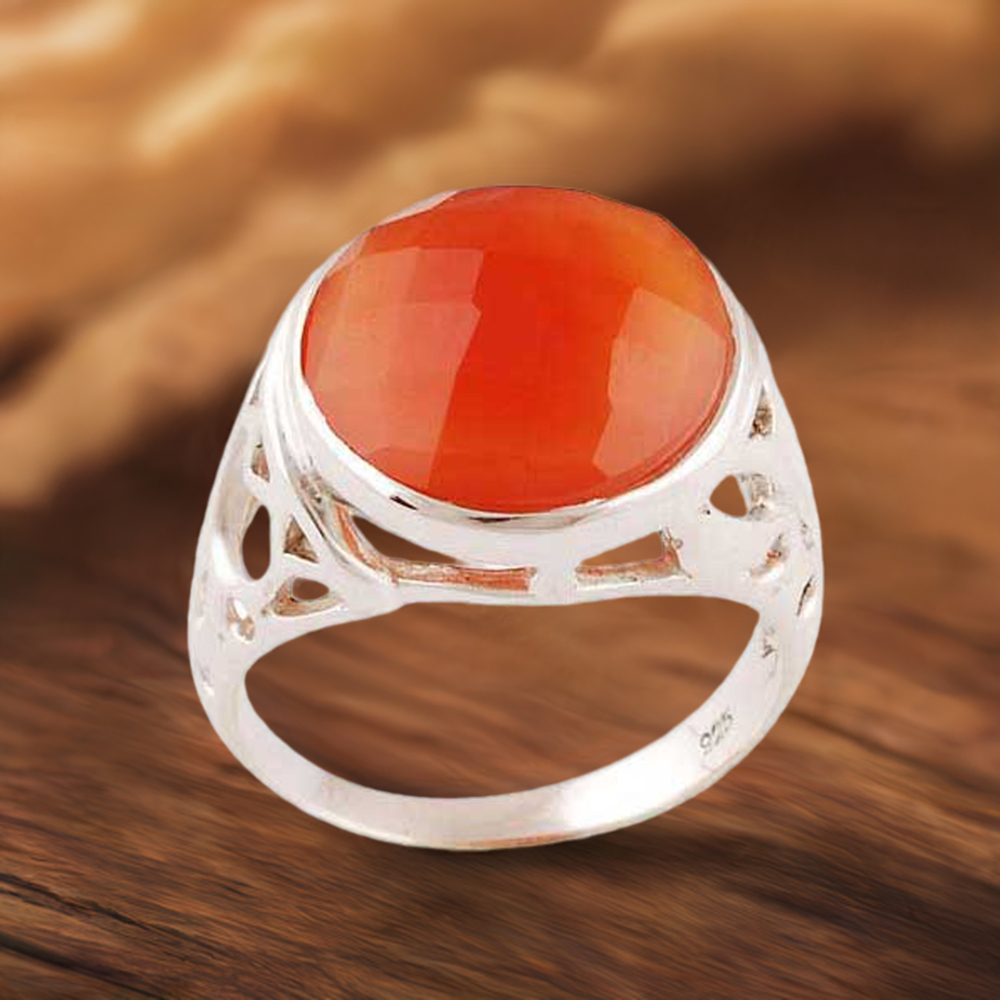 925 Sterling Silver Rings In Genuine Carnelian Gemstone 925SR3883