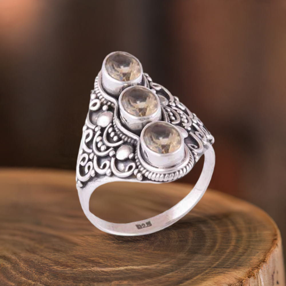 925 Sterling Silver Rings In Semi Precious Citrine Gemstone 925SR3887