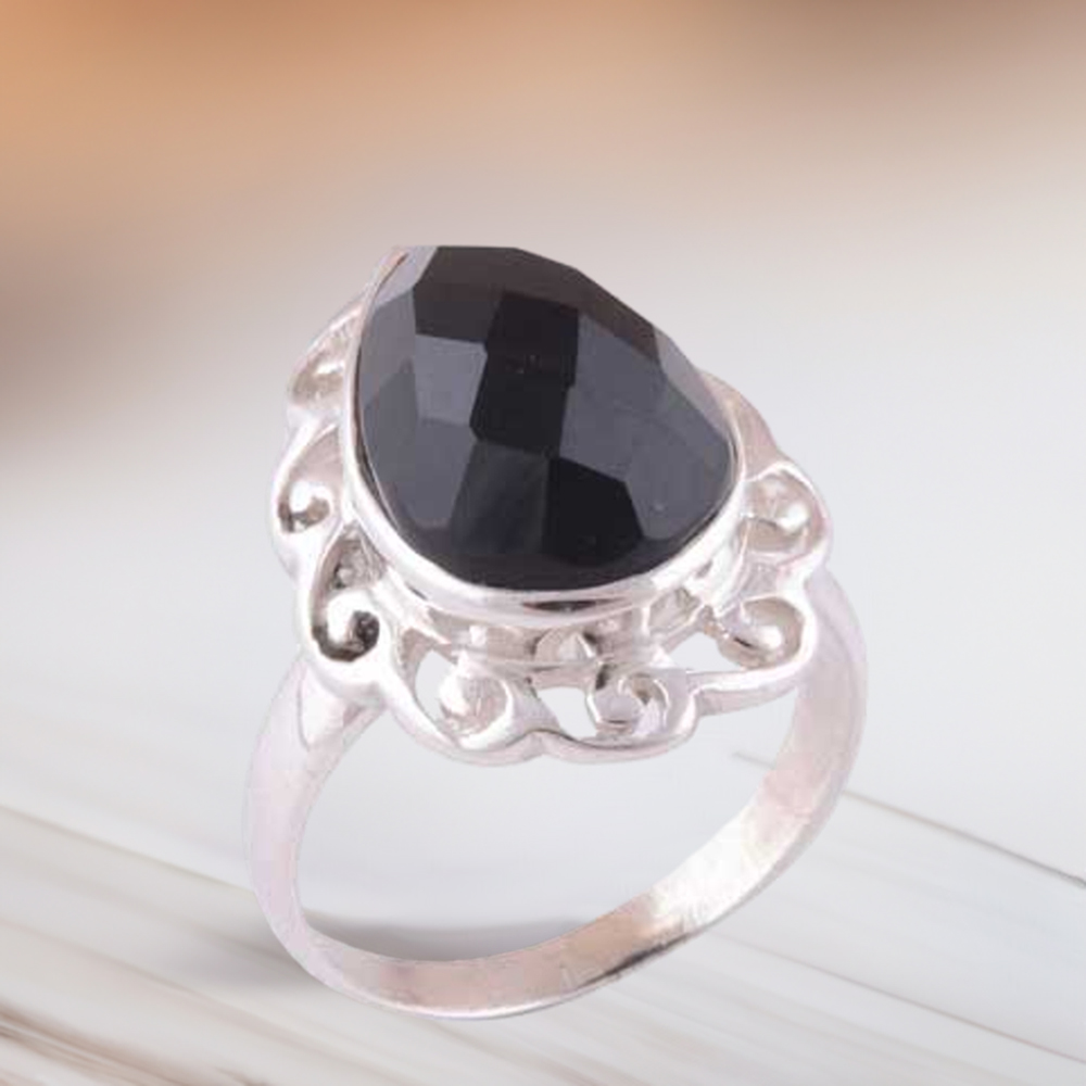 925 Sterling Silver Rings In Black Onyx Gemstone Jewelry 925SR3902