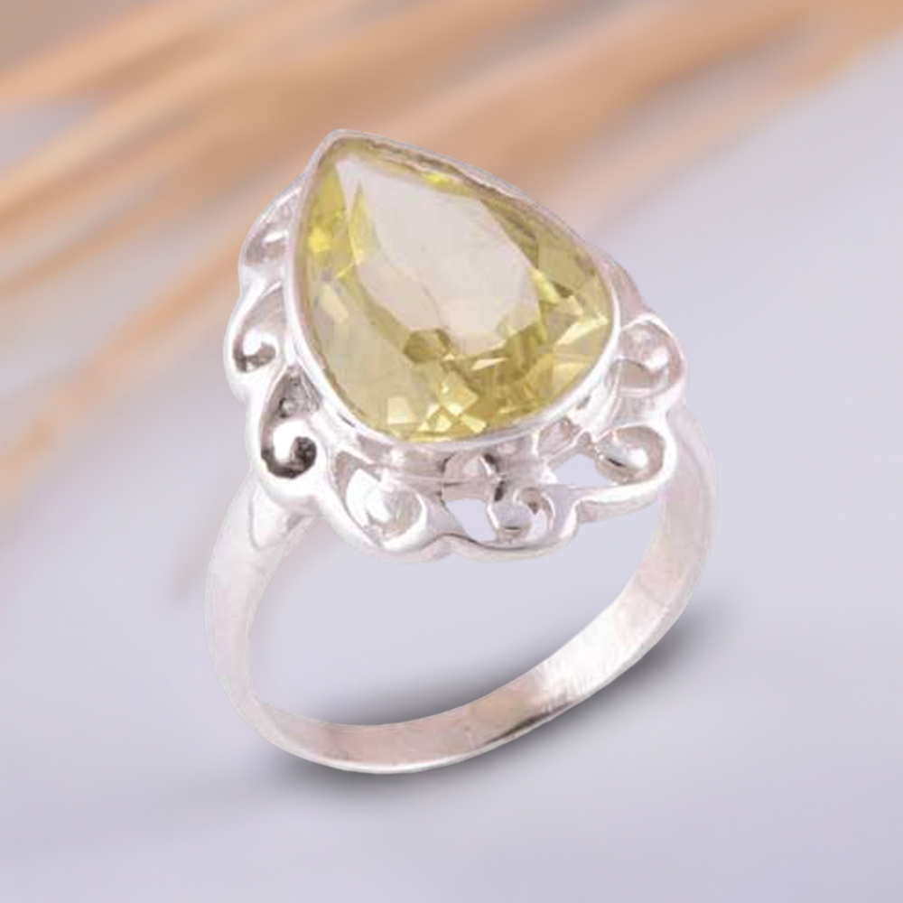 925 Sterling Silver Rings In Lemon Topaz Gemstone Jewelry 925SR3903