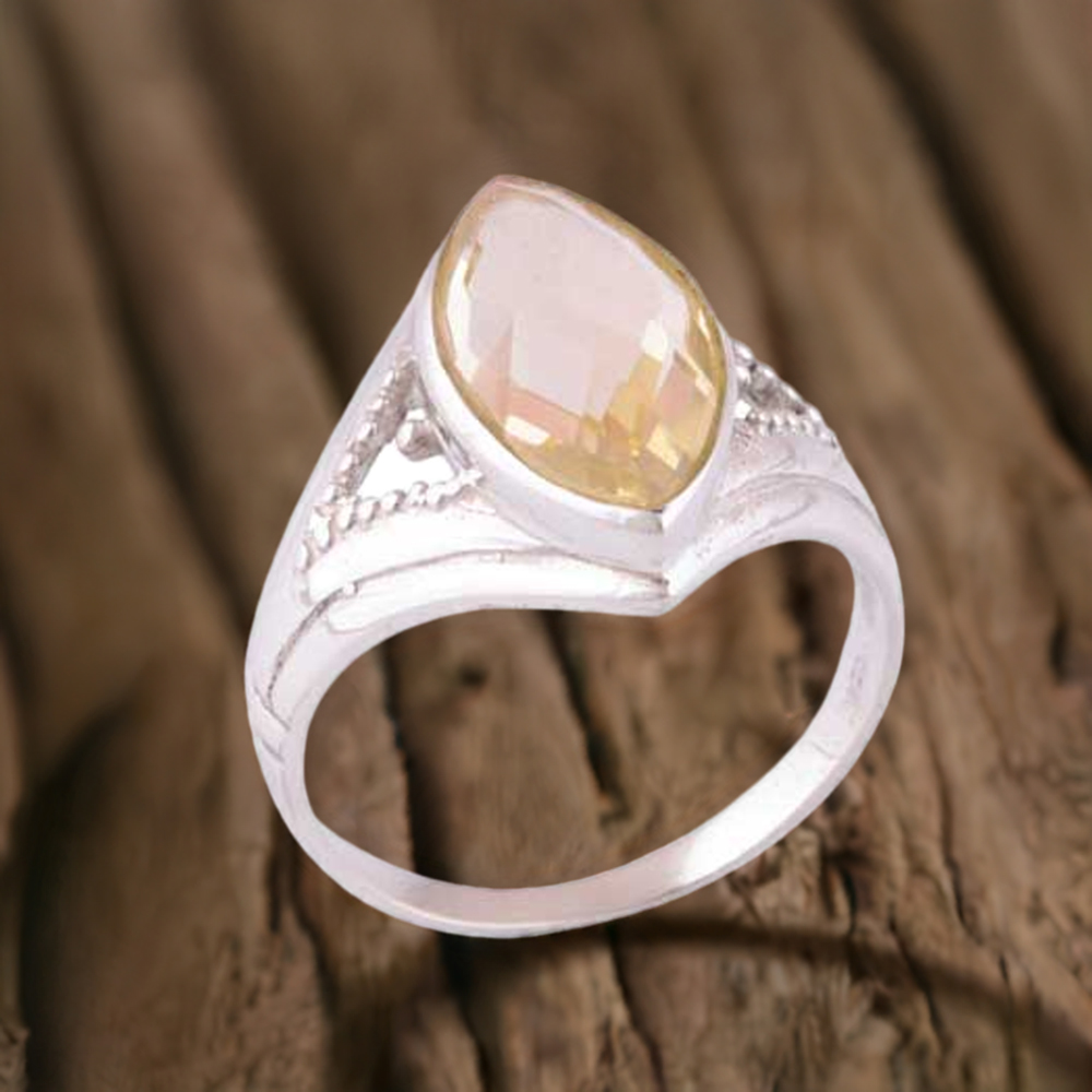 Citrine November Birthstone Silver Rings Jewelry 925SR3906