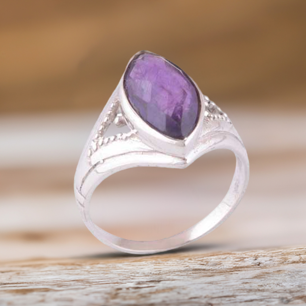 Sterling Silver Amethyst Couple Rings 925SR3907
