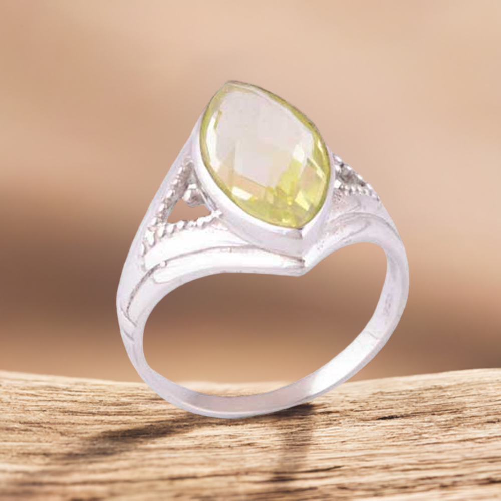 925 Sterling Silver Handmade Rings In Lemon Topaz Gemstone Jewelry 925SR3909