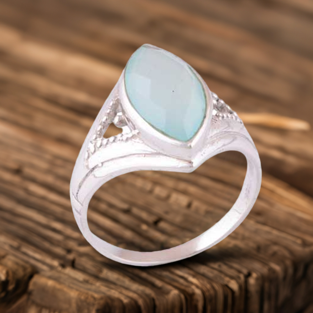 925 Sterling Silver Rings In Chalcedony Gemstone Jewelry 925SR3912