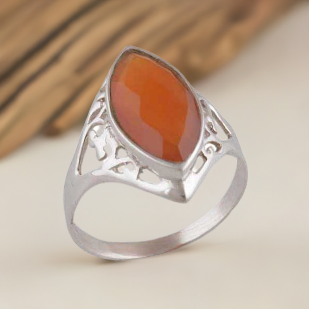 925 Sterling Silver Handmade Rings In Carnelian Gemstone Jewelry 925SR3916