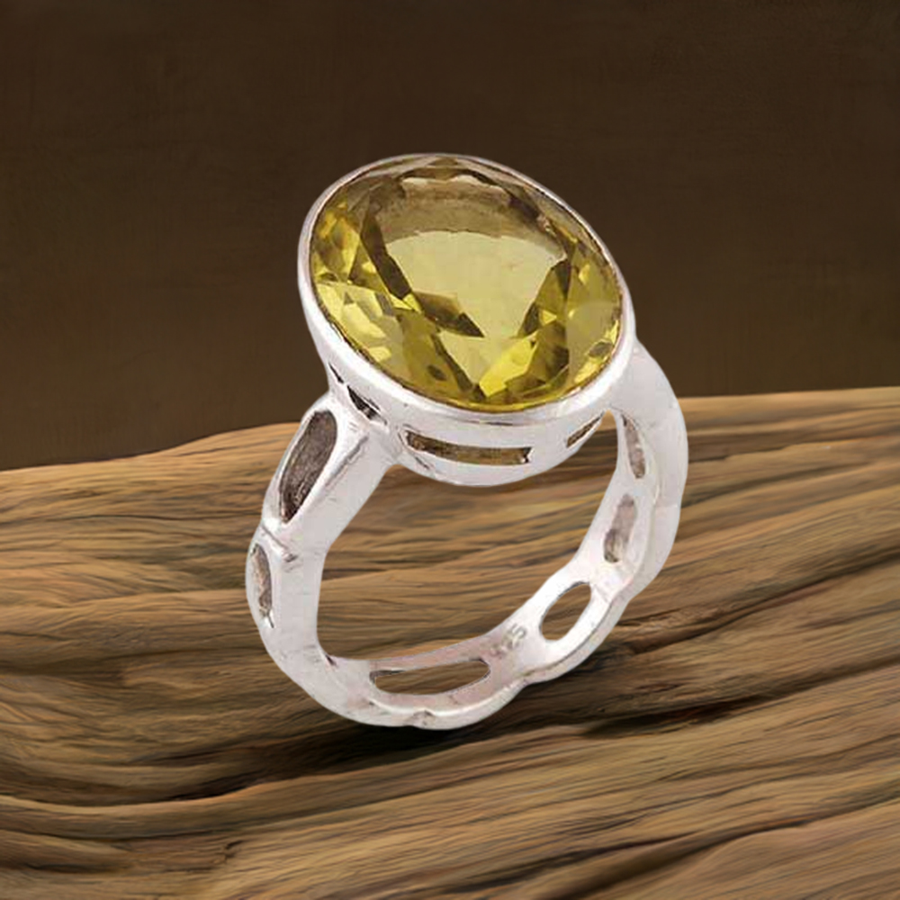 925 Sterling Silver Handmade Rings In Lemon Topaz Gemstone Jewelry 925SR3930
