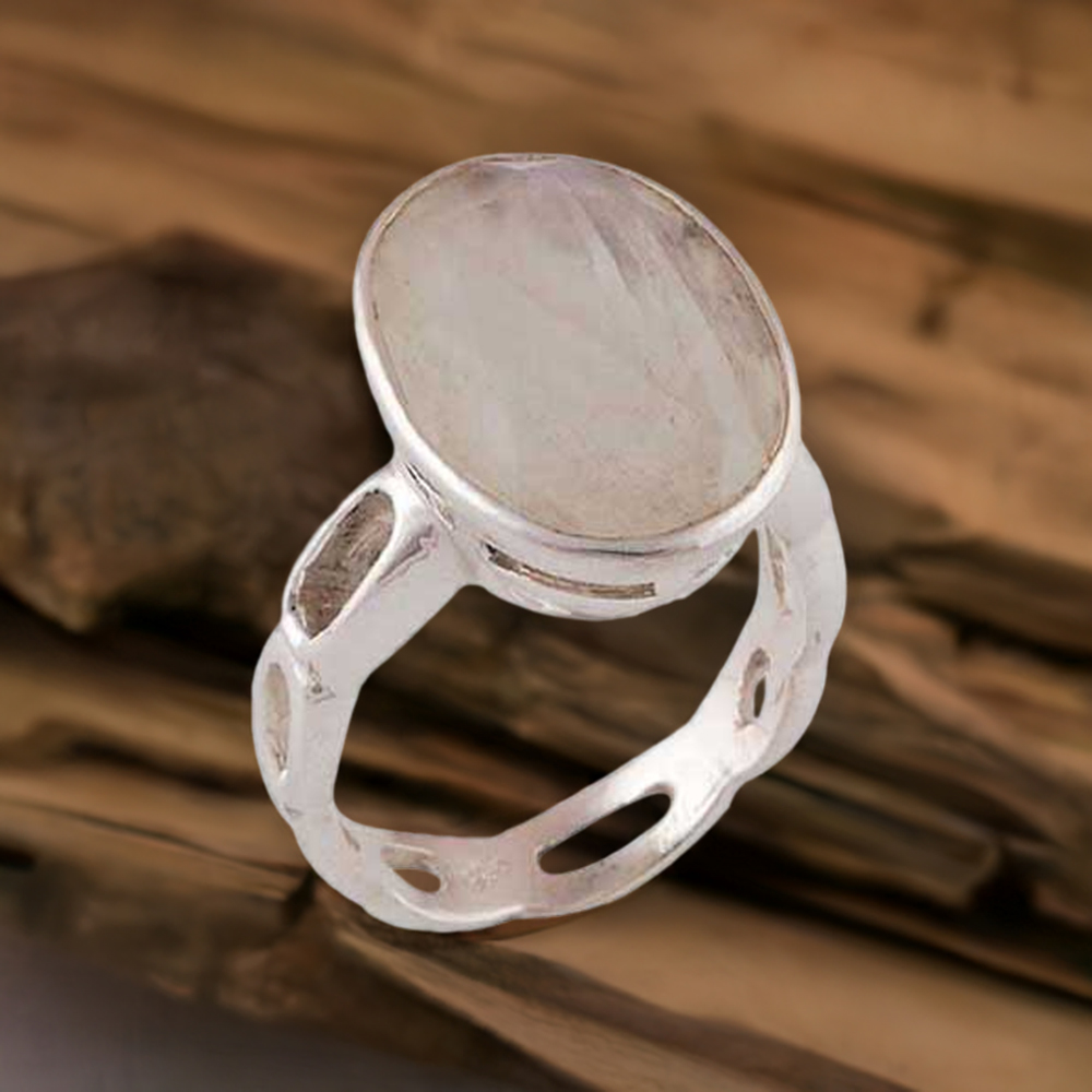 925 Sterling Silver Handmade Rings In Rainbow Moonstone Jewelry 925SR3933