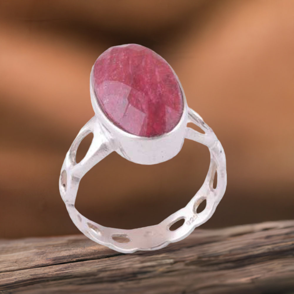 925 Sterling Silver Rings In Genuine Dyed Ruby Gemstone 925SR3937