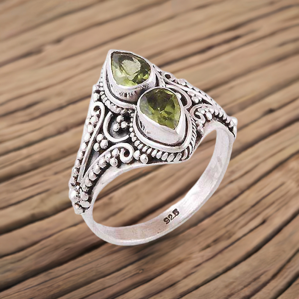 Fine Work Sterling Silver Peridot Rings 925SR3939