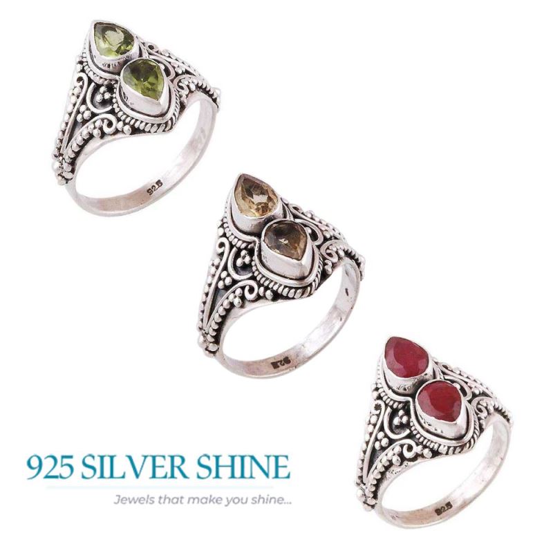 Fine Work Sterling Silver Peridot Rings 925SR3939_2