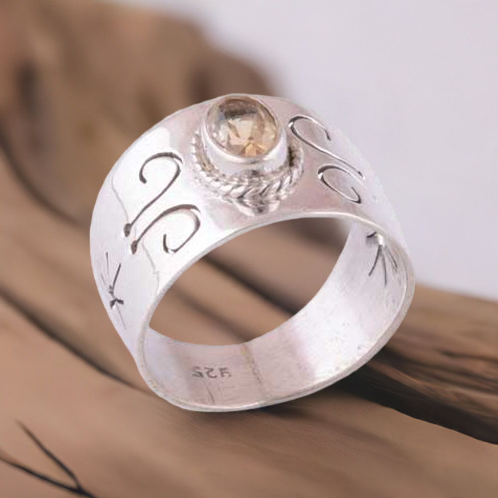 Sterling Silver Citrine November Birthstone Rings 925SR3941