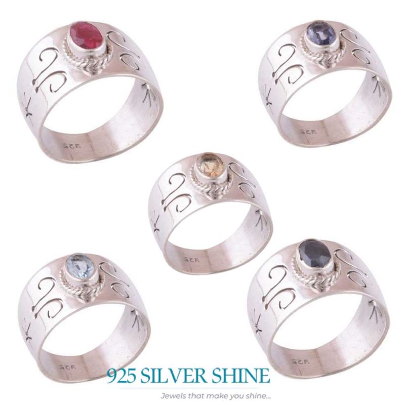 Fine 925 Sterling Silver Rings In Semi Precious Blue Topaz Gemstone 925SR3942_2