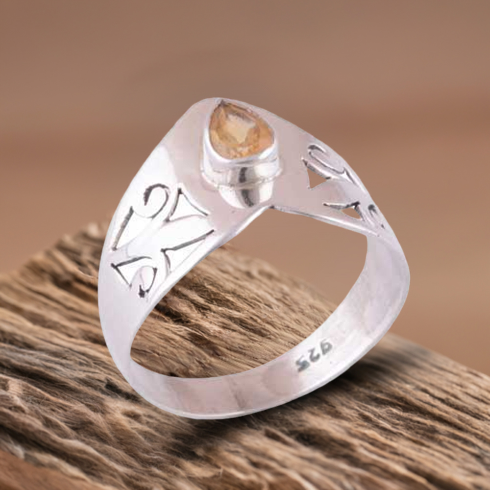 925 Silver Citrine November's second birthstone Rings 925SR3946