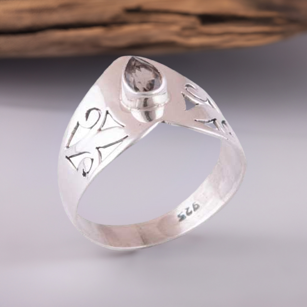 Natural Smoky Quartz Gemstone Rings In Solid 925 Silver 925SR3947