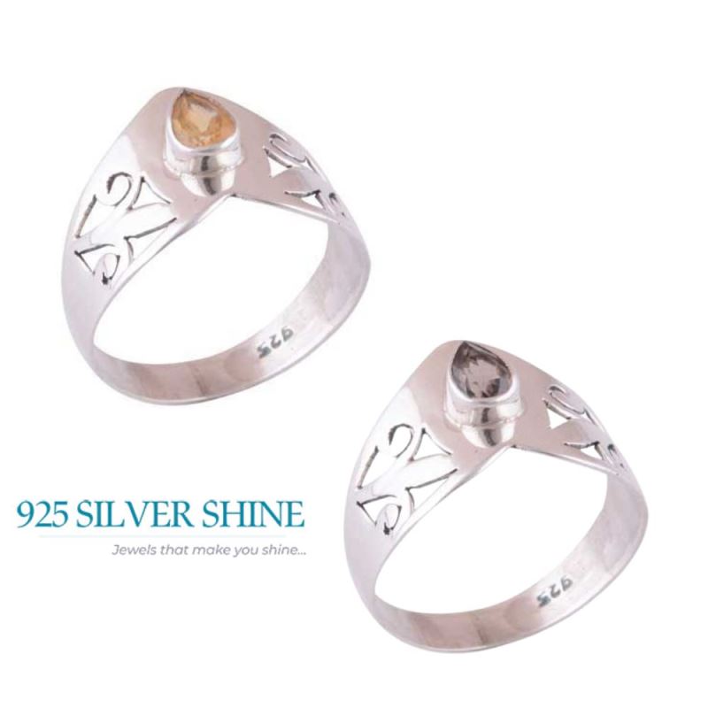 Natural Smoky Quartz Gemstone Rings In Solid 925 Silver 925SR3947_2