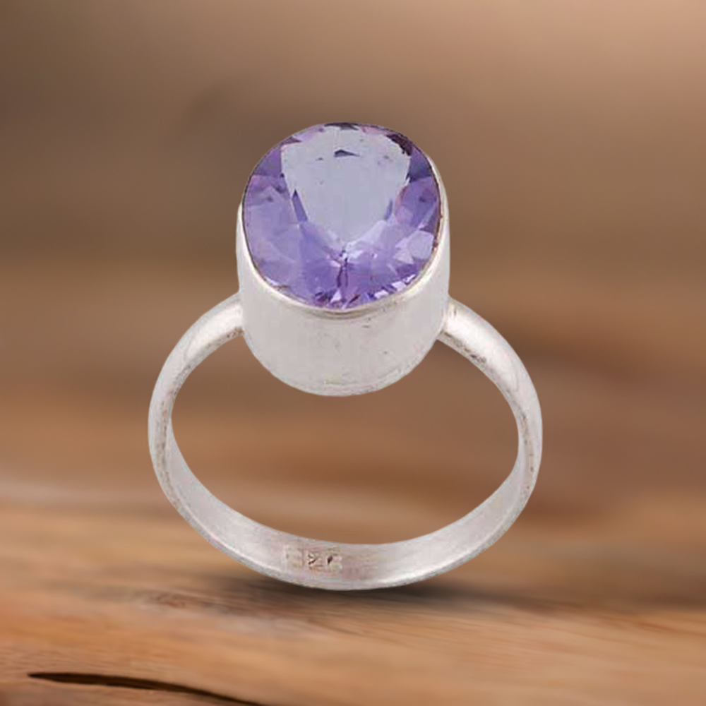 Amethyst Sterling Silver Couple Rings Jewelry 925SR3948