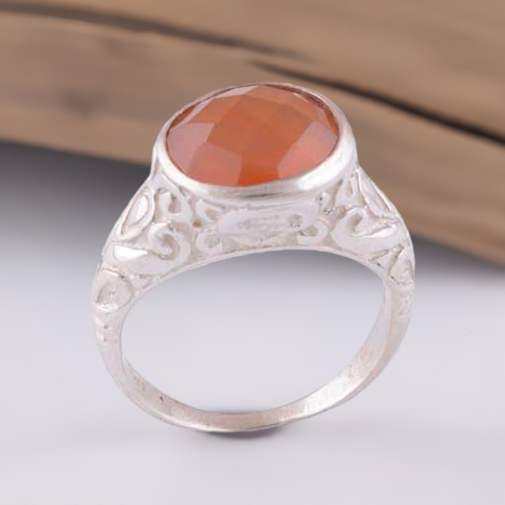 925 Sterling Silver Rings In Natural Carnelian Gemstone 925SR3953