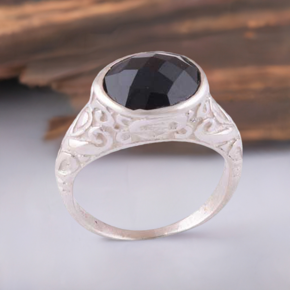 925 Sterling Silver Rings In Semi Precious Black Onyx Gemstone 925SR3957