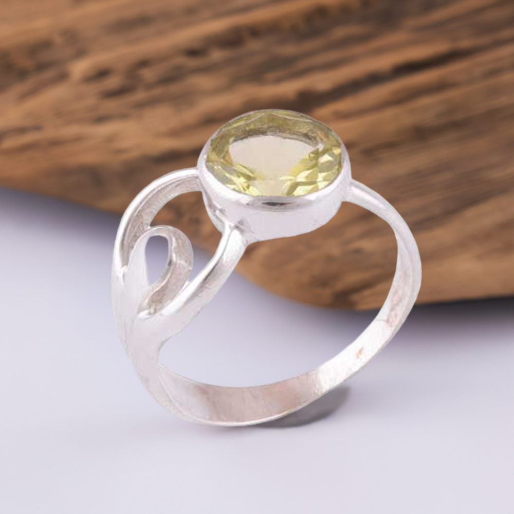 925 Sterling Silver Rings In Natural Lemon Topaz Gemstone 925SR3962