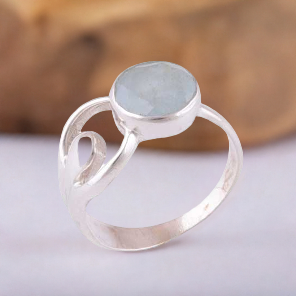 925 Sterling Silver Rings In Genuine Chalcedony Gemstone 925SR3967