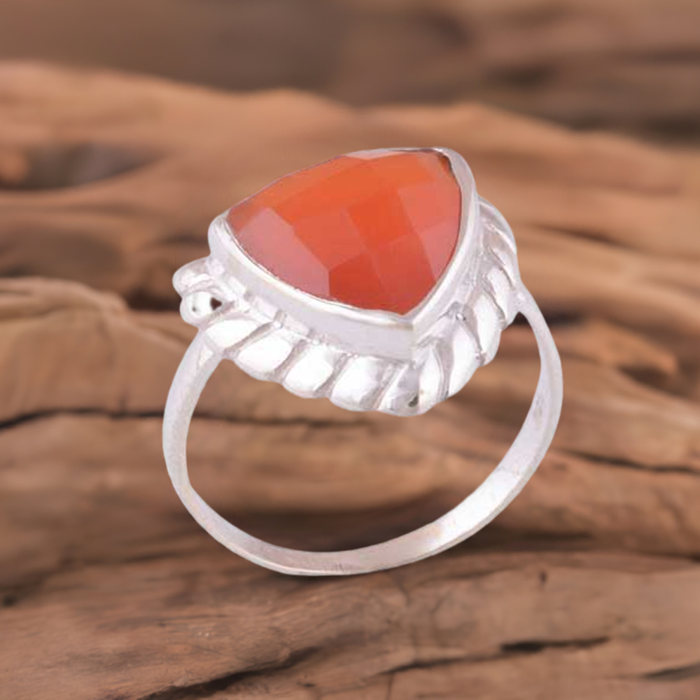 Natural Carnelian Gemstone Rings In 925 Sterling Silver Jewelry 925SR3968