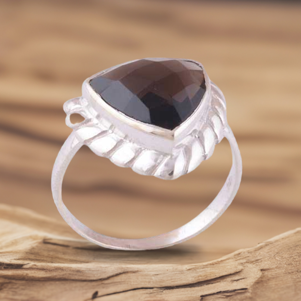 Genuine Smoky Quartz Gemstone Rings In 925 Sterling Silver Jewelry 925SR3970