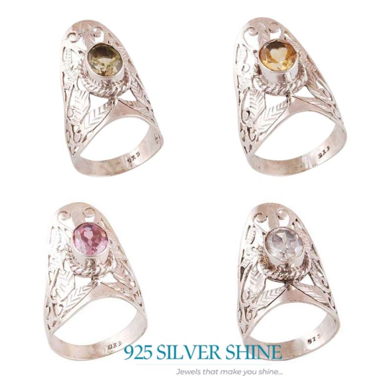 925 Sterling Silver Rings In Crystal Gemstone Jewelry 925SR3981_2