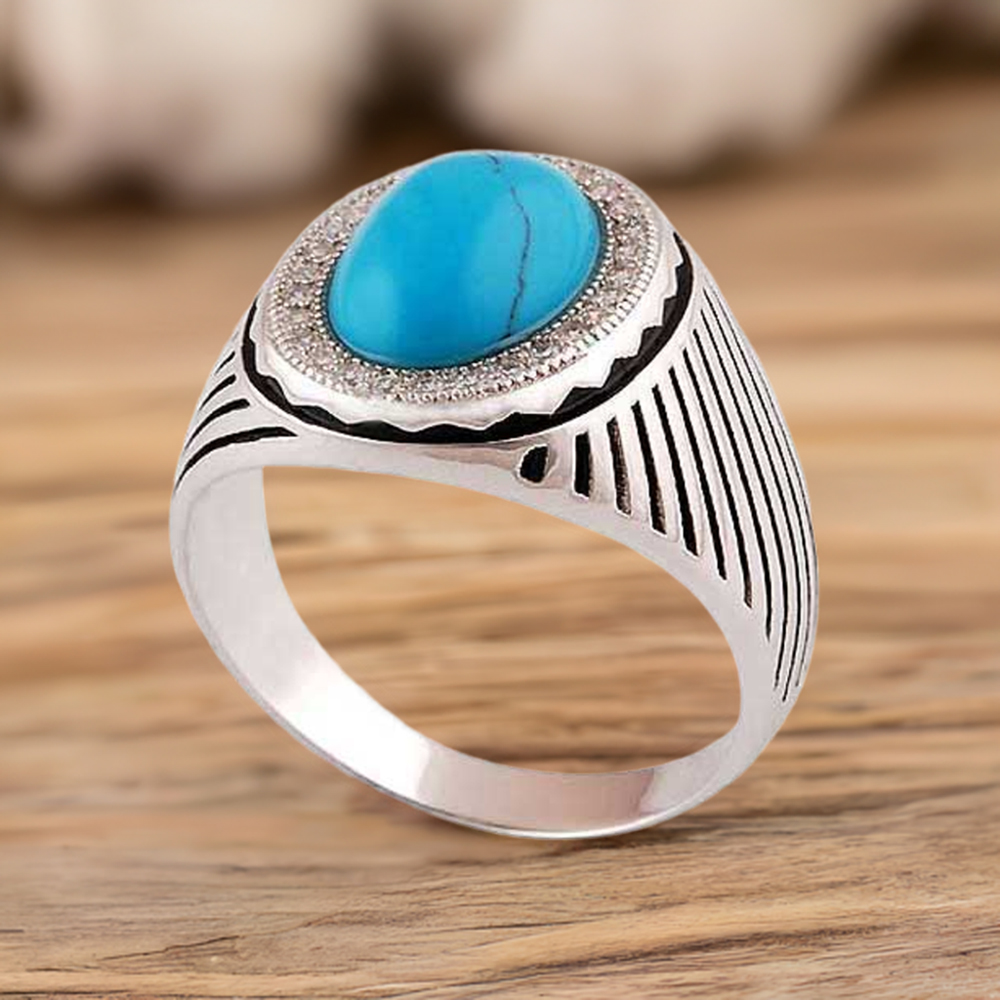 925 Sterling Silver Handmade Rings In Turquoise Gemstone Jewelry 925SR3983
