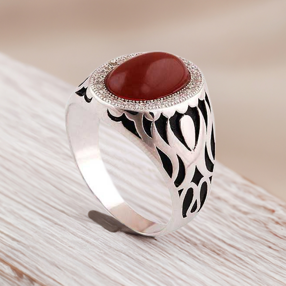 925 Sterling Silver Handmade Rings In Carnelian Gemstone Jewelry 925SR3986